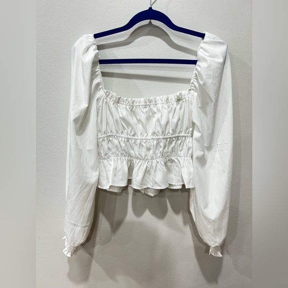 LONG SLEEVE SMOCKED SQUARE NECK TOP - Picture 8 of 12